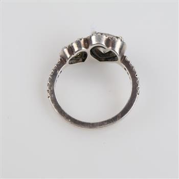 Sterling Silver Double Heart Sparking Ring