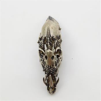 Sterling Silver Dragon Skeleton Knuckle Full Finger Claw Ring