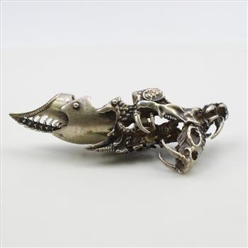 Sterling Silver Dragon Skeleton Knuckle Full Finger Claw Ring
