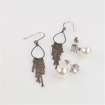 Sterling Silver Earrings, 4 Pieces