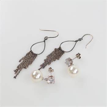 Sterling Silver Earrings, 4 Pieces