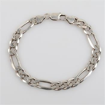 Sterling Silver Figaro Chain Bracelet