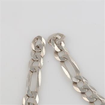 Sterling Silver Figaro Chain Link Chain Necklace