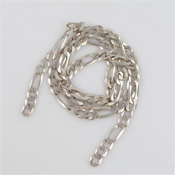 Sterling Silver Figaro Chain Link Chain Necklace