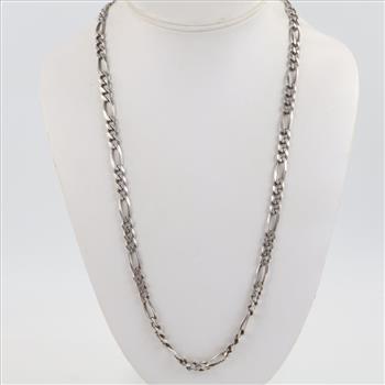 Sterling Silver Figaro Chain Link Necklace