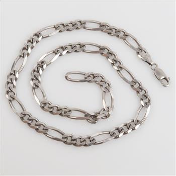 Sterling Silver Figaro Chain Link Necklace