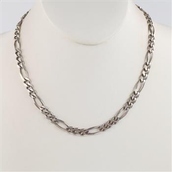 Sterling Silver Figaro Chain Link Necklace