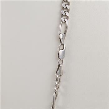 Sterling Silver Figaro Chain Link Necklace