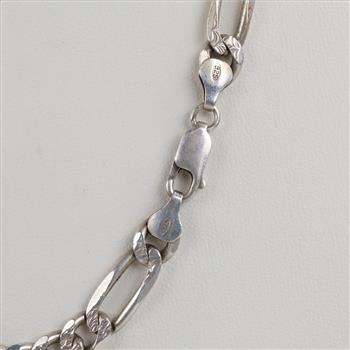 Sterling Silver Figaro Link Necklace