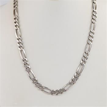 Sterling Silver Figaro Link Necklace