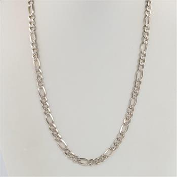 Sterling Silver Figaro Link Necklace