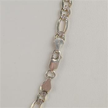 Sterling Silver Figaro Link Necklace