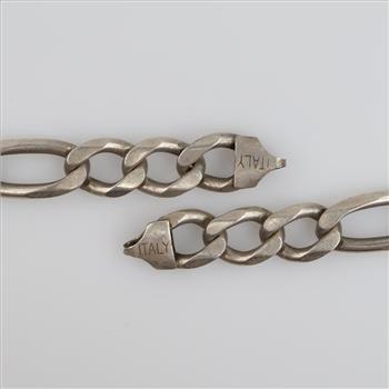 Sterling Silver Figaro Link Necklace