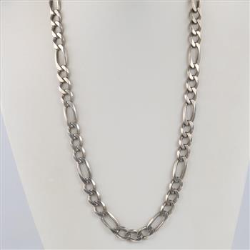 Sterling Silver Figaro Link Necklace