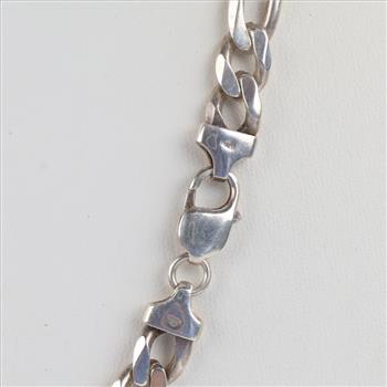 Sterling Silver Figaro Link Necklace