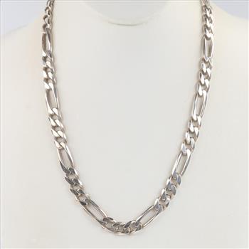 Sterling Silver Figaro Link Necklace