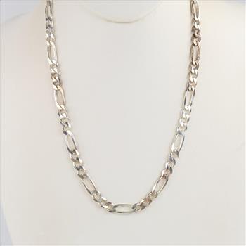 Sterling Silver Figaro Link Necklace