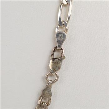 Sterling Silver Figaro Link Necklace