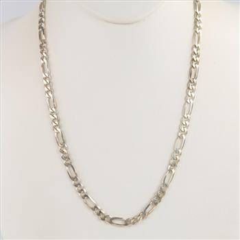 Sterling Silver Figaro Link Necklace
