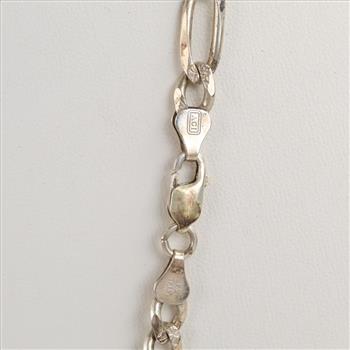 Sterling Silver Figaro Link Necklace