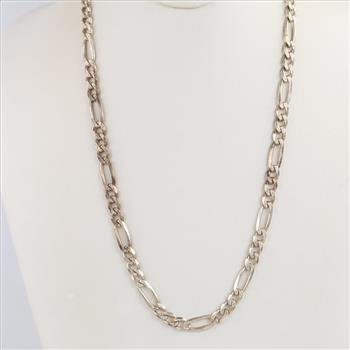 Sterling Silver Figaro Link Necklace