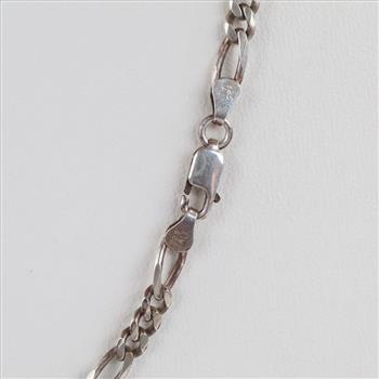 Sterling Silver Figaro Link Necklace