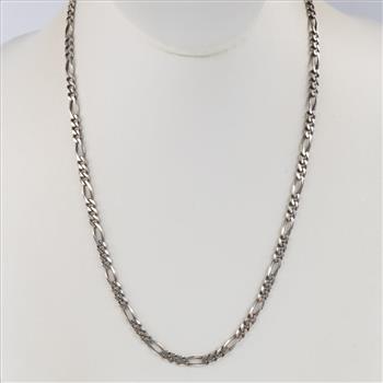Sterling Silver Figaro Link Necklace