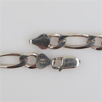 Sterling Silver Figaro Link Necklace