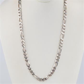 Sterling Silver Figaro Link Necklace