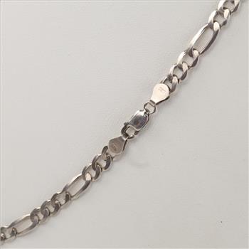 Sterling Silver Figaro Link Necklace