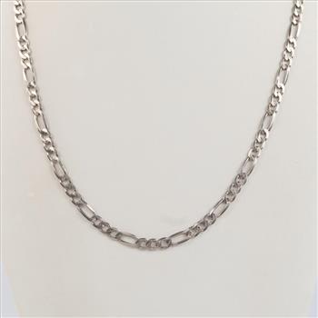 Sterling Silver Figaro Link Necklace