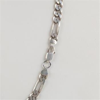 Sterling Silver Figaro Link Necklace