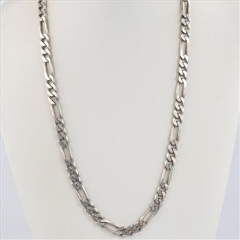 Sterling Silver Figaro Link Necklace
