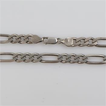 Sterling Silver Figaro Link Necklace