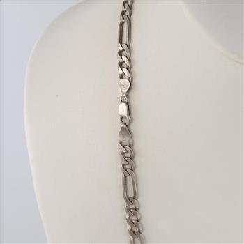Sterling Silver Figaro Link Necklace