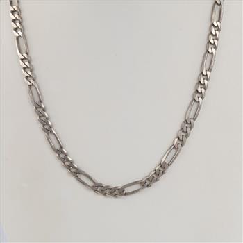 Sterling Silver Figaro Link Necklace