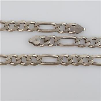 Sterling Silver Figaro Link Necklace