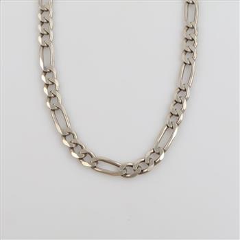 Sterling Silver Figaro Link Necklace