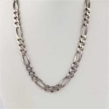 Sterling Silver Figaro Link Necklace