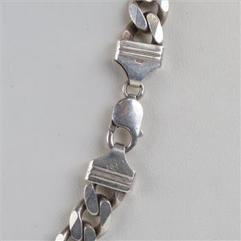 Sterling Silver Figaro Link Necklace