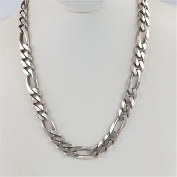 Sterling Silver Figaro Link Necklace