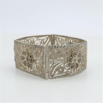 Sterling Silver Filigree Panel Bracelet