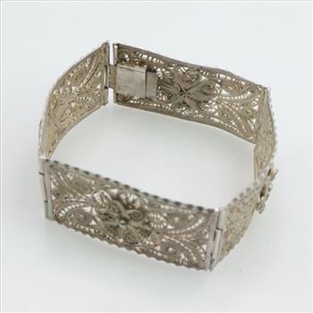 Sterling Silver Filigree Panel Bracelet
