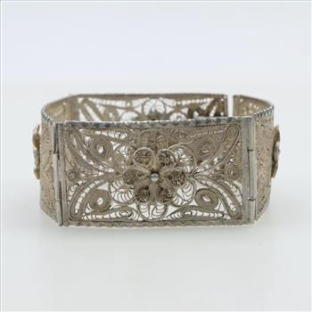 Sterling Silver Filigree Panel Bracelet