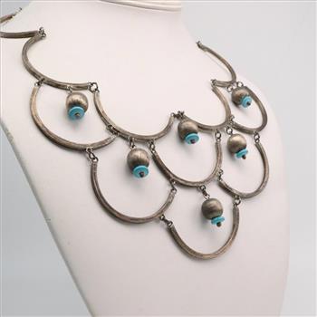 Sterling Silver Fish Scale Bib Necklace