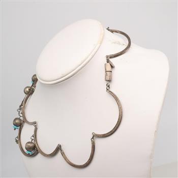 Sterling Silver Fish Scale Bib Necklace