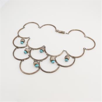 Sterling Silver Fish Scale Bib Necklace