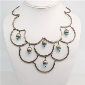 Sterling Silver Fish Scale Bib Necklace