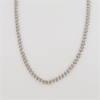 Sterling Silver Flat Curb Link Chain Necklace