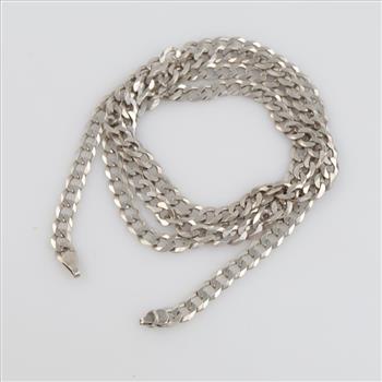 Sterling Silver Flat Curb Link Chain Necklace